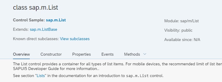 sap.m.List API Reference