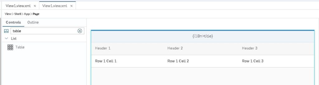 sapui5 table example on XML view