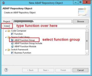 ABAP in Eclipse Create Function Group and Function Module