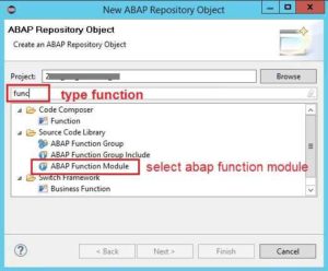 ABAP in Eclipse Create Function Module