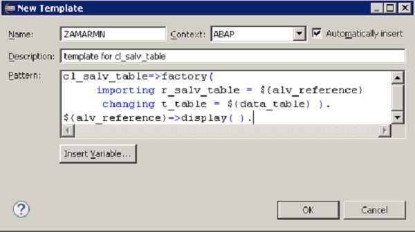 Create Static code Templates in ABAP on Eclipse