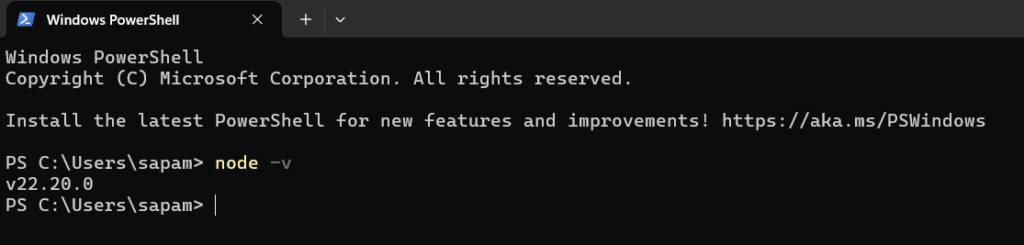 NodeJS installation verification in Windows