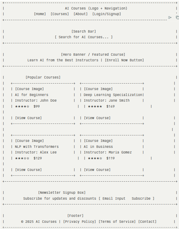 home page design created using chatgpt